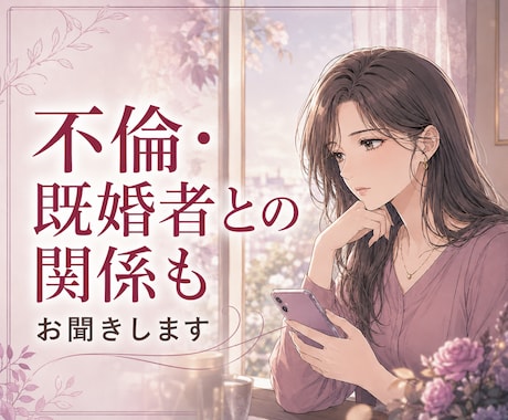 女性限定｜誰にも話せない恋愛事情をお聞きします 複雑な関係も否定せず、男性目線を交えて一緒に整理します イメージ2