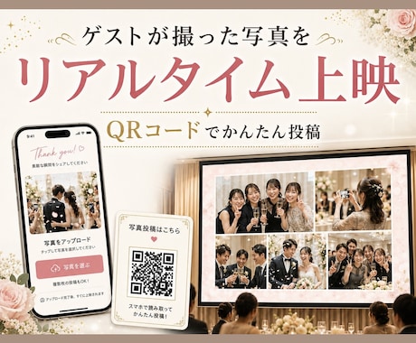 結婚式のゲスト写真の投稿上映サイトを作ります ゲスト写真をリアルタイム上映します イメージ1
