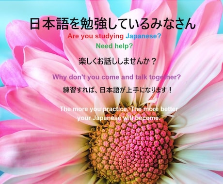 日本語会話の練習相手をいたします 日本語の練習をしたい方、私と練習しませんか？ イメージ1