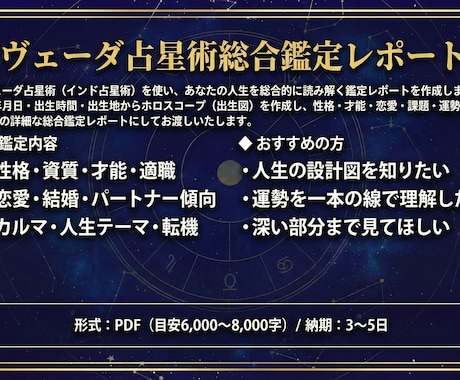 20枚超の人生解説書✧ヴェーダ占星術で鑑定します 性格・才能・恋愛・仕事・運命の転機を一冊に凝縮 イメージ2