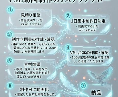 LPや説明文を100秒VSL動画にします 企画書と台本承諾後に1日集中制作 イメージ1