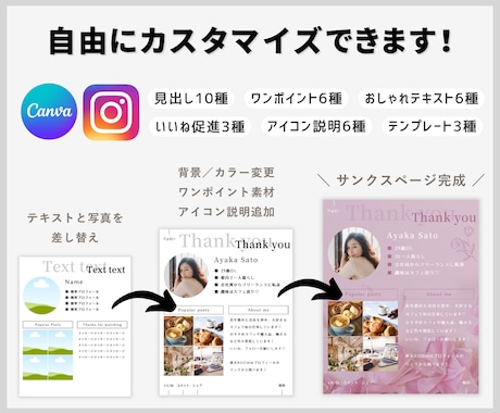 インスタのサンクスページ簡単作成テンプレ販売します Canvaで誰でも簡単にサンクスページを作成できます★ イメージ2