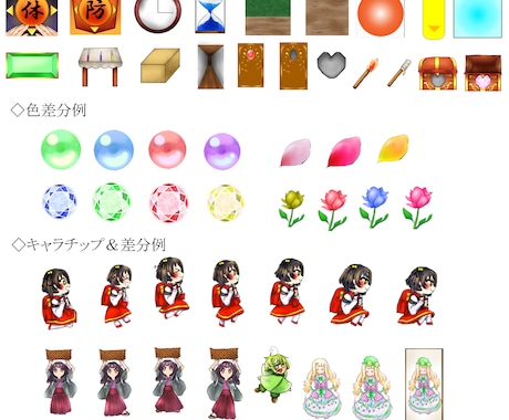 脱出ゲーム、RPG等の画像素材描きます あなたのゲームに合わせた素材（キャラチップ含）を描きます！ イメージ1
