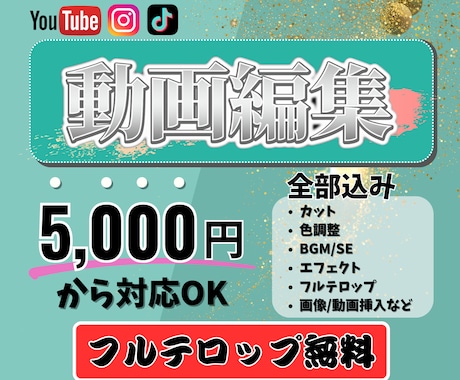 6分前後のyoutube等の動画編集を代行します 【フルテロップ無料】丸投げOK!! イメージ1