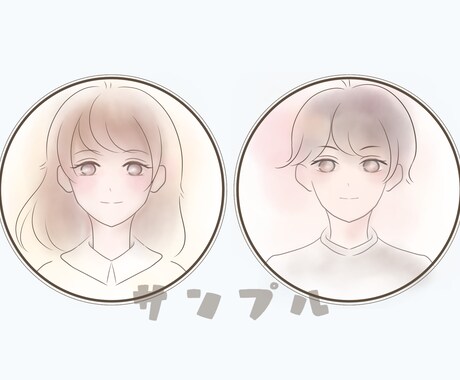 商用込み★水彩タッチの優しいアイコンお描きします にっこり表情付き!あなたの雰囲気をふんわり似せたイラストです イメージ1
