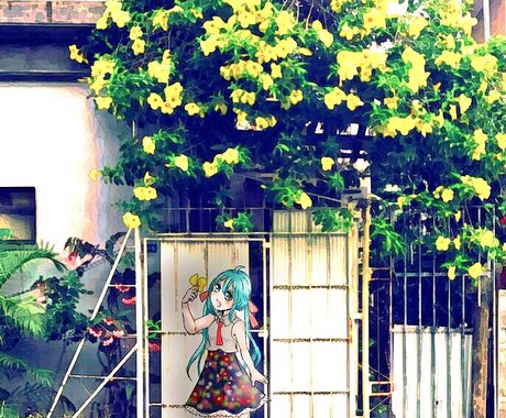 写真をアニメ画ぽく加工  画像への文字入れします イラストを入れることもできます。 イメージ1