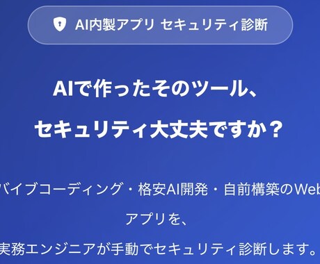 AI/内製webアプリのセキュリティ、診断します 現役エンジニアが自動ツールではなく手動で診断します イメージ1