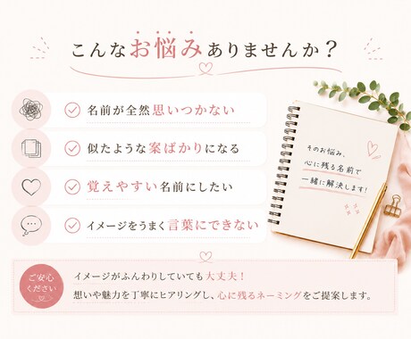 あなたにぴったりの名前を一緒に考えます 商品・サービス・SNSなど幅広くご提案します イメージ2