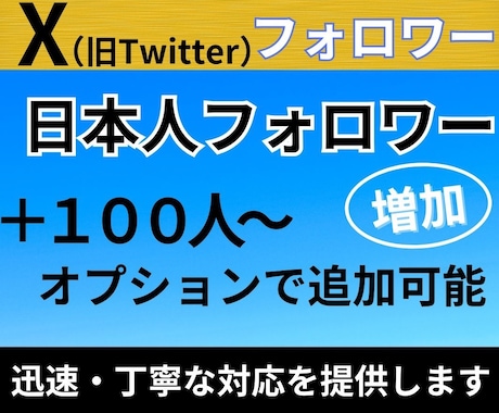 X・旧Twitterの日本人フォロワーを増加します X・旧Twitterの日本人フォロワーを100人増加します。 イメージ1