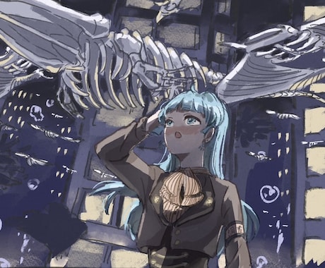 デフォルメの効いた背景込みのイラストを制作します どんな複雑な背景も一律4000円で承ります イメージ1