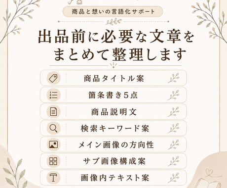 Amazon商品ページの文章を作成します 商品タイトル・説明文・画像内テキスト案【下書きセット】 イメージ2