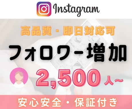 Instagramフォロワー2,500人増やします インスタフォロワー＋2,500人～￤複数アカ振分け可能 イメージ1