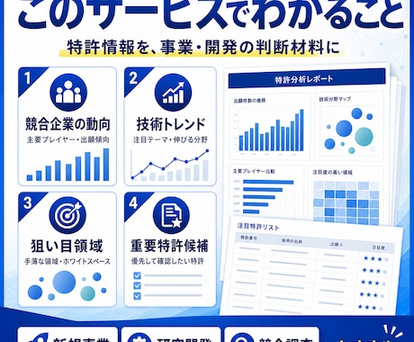 特許動向レポートを作成します 競合・技術トレンドを見える化します イメージ2