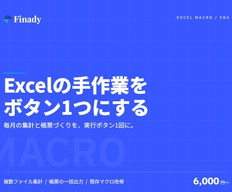 Excelマクロ・VBAで作業を自動化します 毎月の集計・転記・帳票作成をボタン1つに短縮します イメージ1