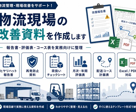 物流現場のExcel資料を作成します 報告書・評価表・コース表などを実務向けに整理 イメージ1