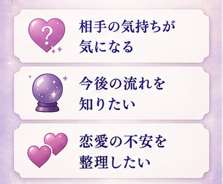 恋愛の不安をやさしく読み解き鑑定書にします やさしく寄り添い、恋愛の悩みを鑑定します。 イメージ2