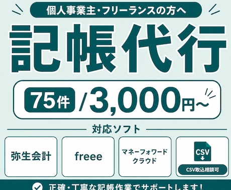 各会計ソフトにて記帳代行します イメージ1