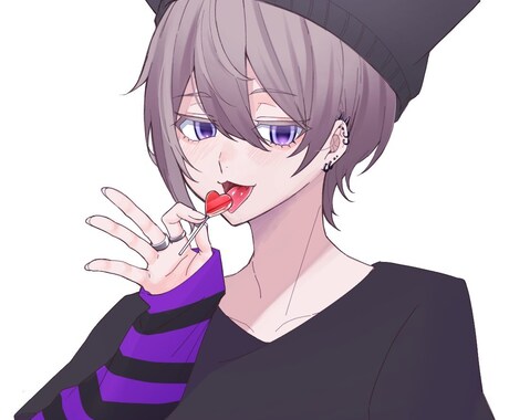 背景なしのバストアップ構図のイラストを作成します 手を含む構図でキャラクターを描きます。 イメージ1