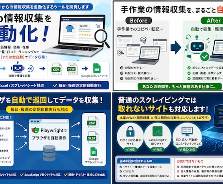 Webスクレイピング・データ収集ツール開発します スクレイピングで情報収集を自動化|CSV・スプシ出力対応 イメージ1