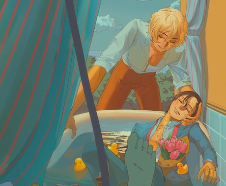 少年漫画風のイラストを描きます 歌ってみた・オリジナルMV/アイコンのイラストなどに イメージ2