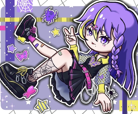 ステッカー風デフォルメ全身イラスト描きます 商用利用込み！グッズやネットプリントに イメージ1