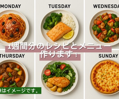 1週間の夕飯メニューレシピ作成します 888栄養バランス◎買い物リスト付888スーパーですよ。！8 イメージ1