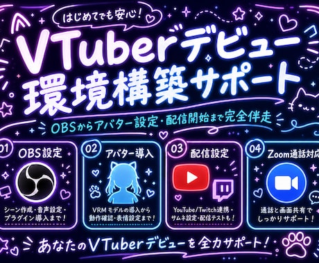 配信デビューの環境構築をまるごとお手伝いします VTuber経験者が、環境構築を最初から最後まで伴走します イメージ1