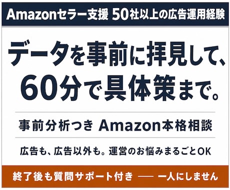 Amazon広告の悩みを60分で整理します 事前にデータ拝見｜60分で具体策まで｜広告以外もOK イメージ1