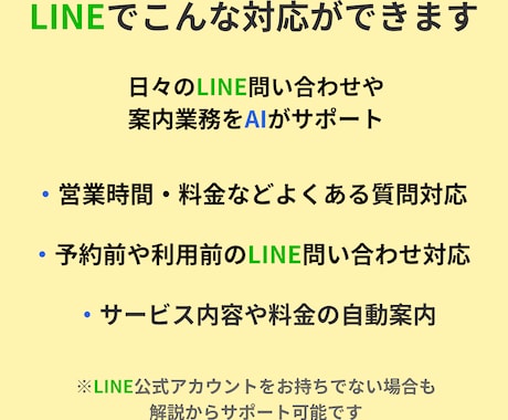 LINE×AIで問い合わせ対応を自動化します これからLINE対応を始めたい方におすすめ イメージ2