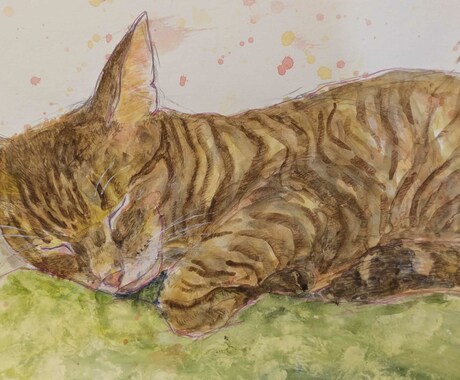 水彩画と色鉛筆で絵本調な似顔絵を作成いたします 大切なペットや家族、カップルの似顔絵（写真模写）を描きます イメージ2