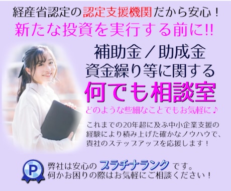 補助金に関する疑問・質問など何でも電話相談承ります 貴社だけのために！『補助金何でも経営相談会』を開催します！ イメージ1