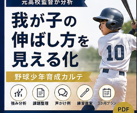 野球少年の伸ばし方を分析します 野球少年の強み・課題・練習を見える化 イメージ1