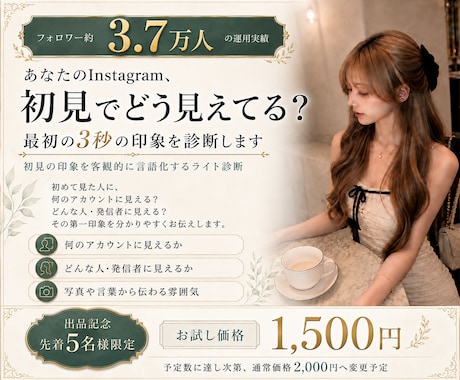 Instagramが初見でどう見えるかを診断します 初めて見た人に何が伝わるかを客観的に診断 イメージ1