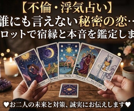 秘密の恋に迷うあなたへ。タロットで占います 誰にも言えない秘密の恋。タロットで占う二人の宿縁と恋の未来 イメージ1