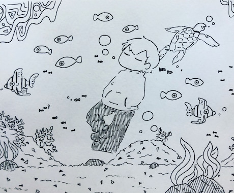 可愛い？不気味？ちょっと不思議なイラスト描きます お部屋の装飾等に！模様、ほんわか絵をボールペン画一発書きで！ イメージ2