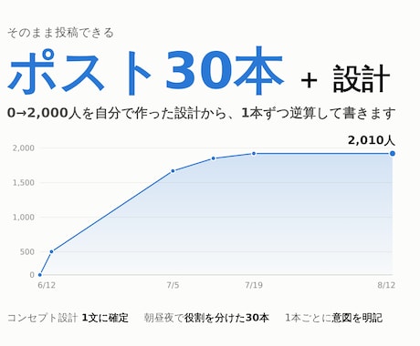 Xのポスト30本とアカウント設計を渡します 2ヶ月で2000人を作った設計をそのまま渡します イメージ1