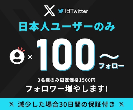 X(旧ツイッター)日本人フォロワーを増やします ⭐️3名様限定価格⭐️日本人ユーザーのみ⭐️高品質 イメージ1