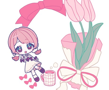 リース型モチーフデフォルメイラストお描きします モチーフを散りばめたリース型のデフォルメイラスト制作します！ イメージ2