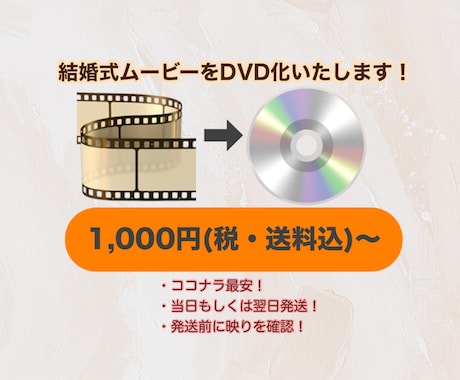 ココナラ最安！ムービーをDVD化いたします 当日もしくは翌日発送！再生確認の写真もお送りします☺︎ イメージ1
