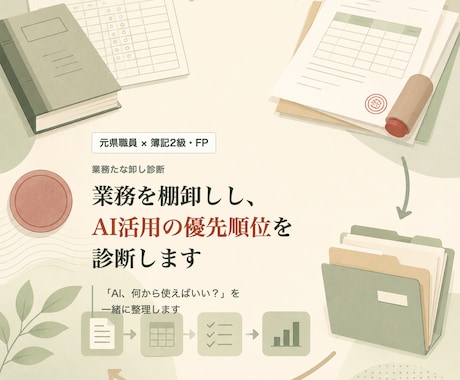 業務を棚卸しし、AI活用の優先順位を診断します 「AI、何から使えばいい？」を一緒に整理します イメージ1