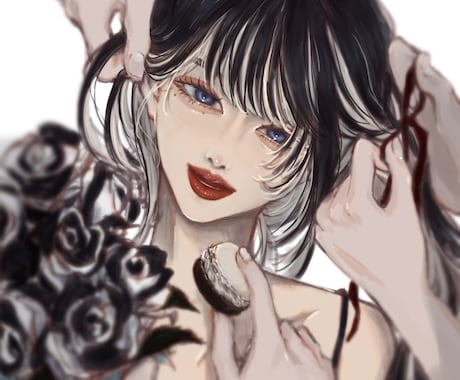 厚塗りで高級感のある人物絵を描きます 高級感と重厚感のある、アニメ絵よりかは少し重めの一枚絵です イメージ2