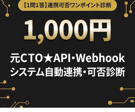 元ＣＴＯ★ＡＰＩ・システム連携可否診断します ツール・API同士の接続可否や技術課題をテキスト1通で判定 イメージ1