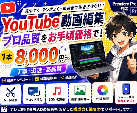 YouTube動画を見やすく丁寧に編集します テレビ制作現場の経験を活かして編集します イメージ1