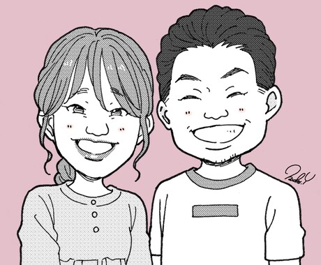 マンガ風の似顔絵作成します お試し価格！モノクロ人物+単色背景で作成。 イメージ2
