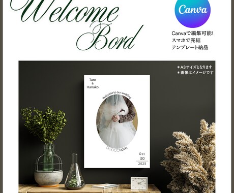 Canvaテンプレートウェルカムボード作成できます シンプルミニマルデザイン！時短・コスパ◎A3サイズ イメージ1