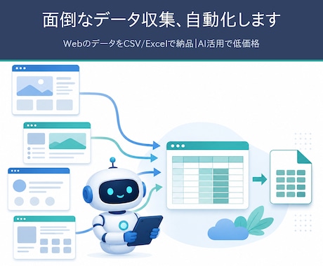 面倒なWebデータ収集・スクレイピングを代行します プログラム付きで収集を自動化｜事前チェック無料 3,000円 イメージ1