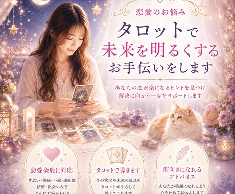 恋愛のお悩みをタロットカードで占います 未来を明るくするお手伝いをします イメージ1