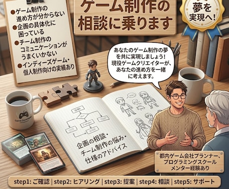 ゲーム制作の相談に乗ります 企画の相談、チーム制作の相談なんでも乗ります！ イメージ1