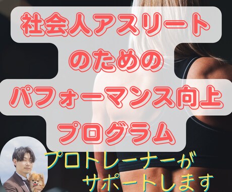 パフォーマンス向上トレーニングプログラム作成します 日本代表アスリートコーチによる社会人スポーツ選手向けサービス イメージ1