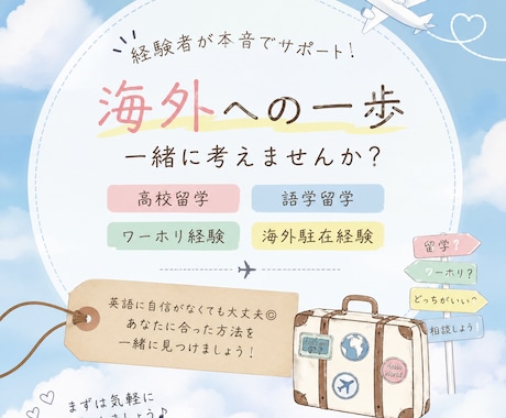 海外経験4種×元教員が海外挑戦をサポートします 留学準備？ワーホリ？実際の生活？不安？お気軽にお話しましょ！ イメージ1